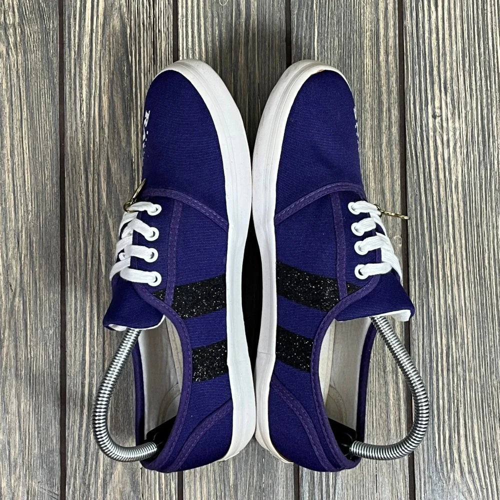 Bradford Exchange Baltimore Ravens Sneakers Womens 8 Purple Canvas‎ Glitter NFL